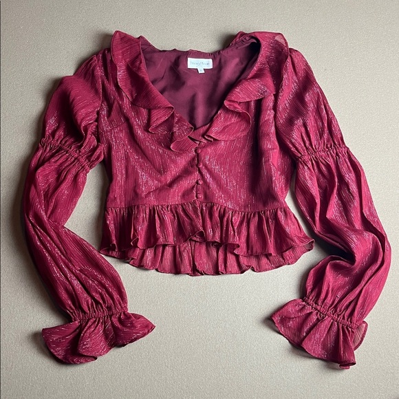 Privacy Please Bardot Blouse In Burgundy - Size S - Picture 2 of 11